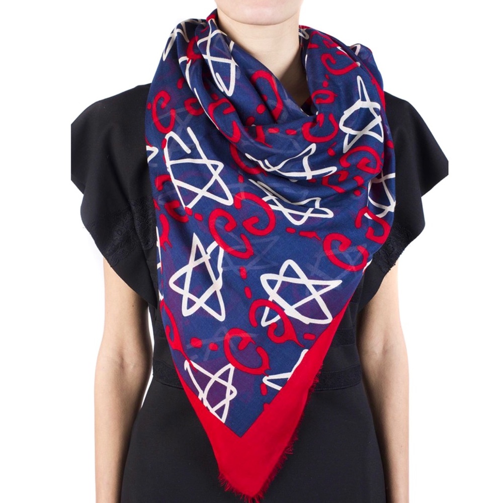 🆕 Brand NWT Gucci Ghost Stars Modal & Silk Scarf